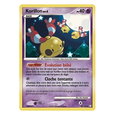 Korillon 42/123 : Joyau Peu commune (Brillante) de l'extension Pokémon Diamant & Perle Trésors Mystérieux
