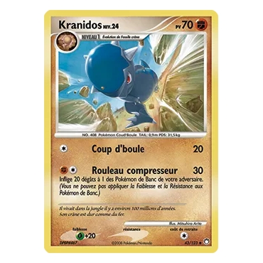Kranidos 43/123 : Joyau Peu commune (Brillante) de l'extension Pokémon Diamant & Perle Trésors Mystérieux