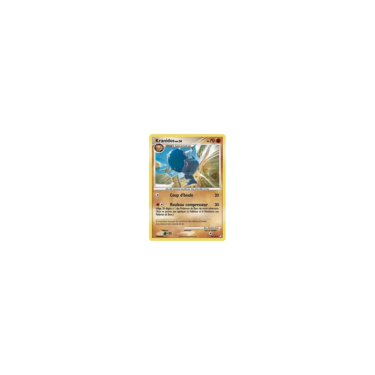 Kranidos 43/123 : Joyau Peu commune (Brillante) de l'extension Pokémon Diamant & Perle Trésors Mystérieux