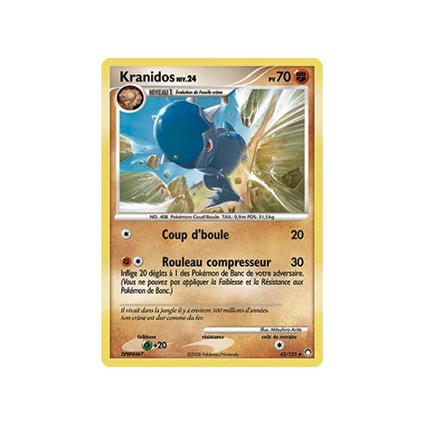 Kranidos 43/123 : Joyau Peu commune (Brillante) de l'extension Pokémon Diamant & Perle Trésors Mystérieux