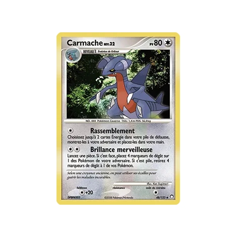 Carte Carmache - Peu commune (Brillante) de Pokémon Diamant & Perle Trésors Mystérieux 48/123