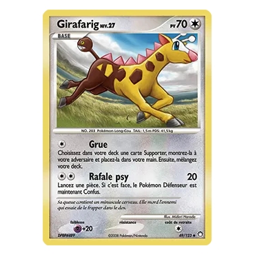 Girafarig 49/123 : Joyau Peu commune (Brillante) de l'extension Pokémon Diamant & Perle Trésors Mystérieux
