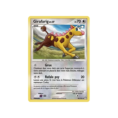 Girafarig 49/123 : Joyau Peu commune (Brillante) de l'extension Pokémon Diamant & Perle Trésors Mystérieux