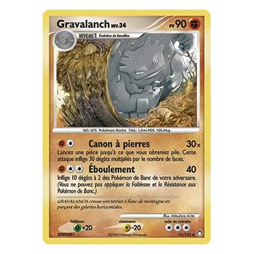 Carte Gravalanch - Peu commune (Brillante) de Pokémon Diamant & Perle Trésors Mystérieux 51/123