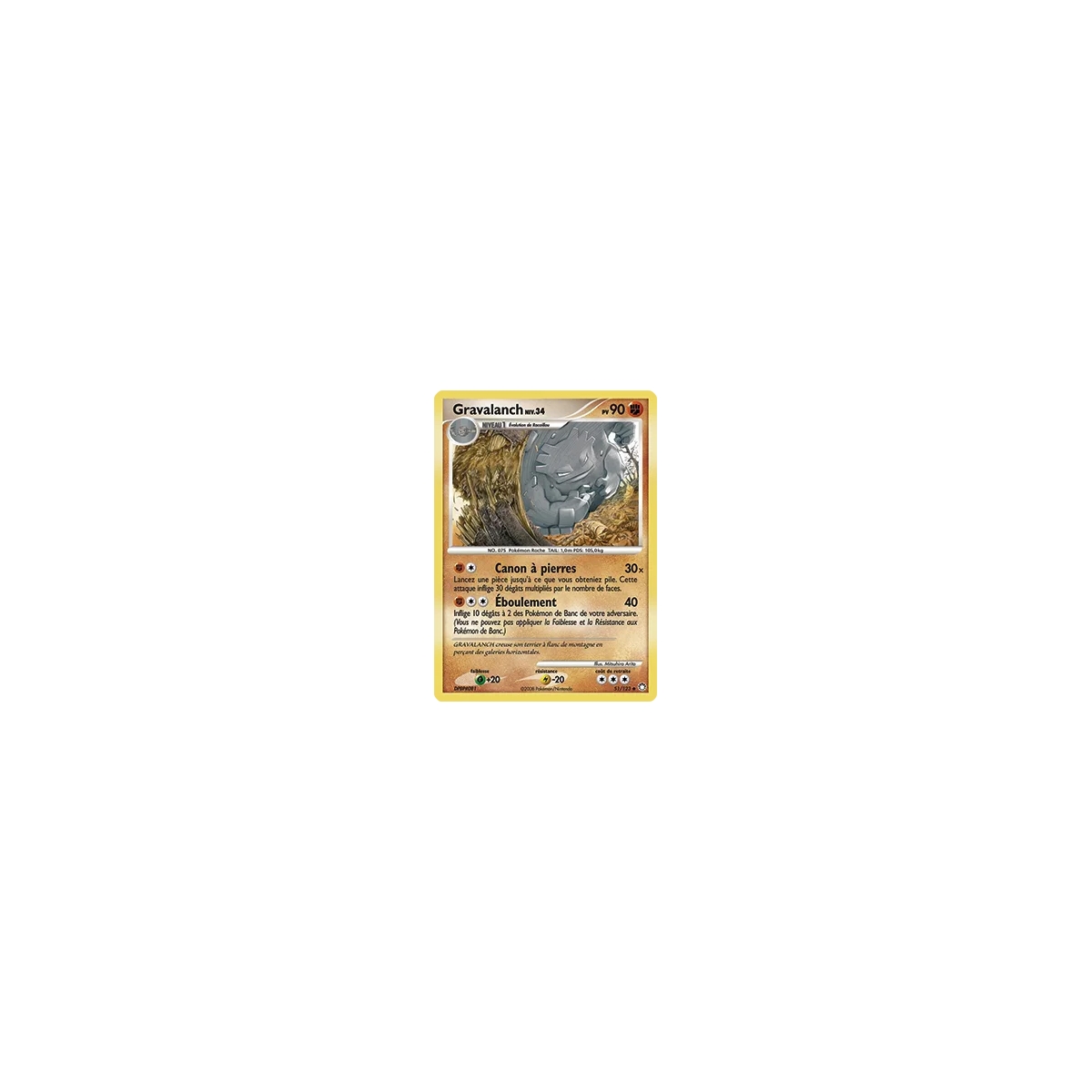 Carte Gravalanch - Peu commune (Brillante) de Pokémon Diamant & Perle Trésors Mystérieux 51/123