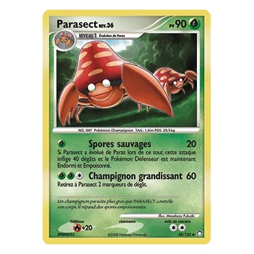 Parasect 58/123 : Joyau Peu commune (Brillante) de l'extension Pokémon Diamant & Perle Trésors Mystérieux