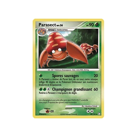 Parasect 58/123 : Joyau Peu commune (Brillante) de l'extension Pokémon Diamant & Perle Trésors Mystérieux