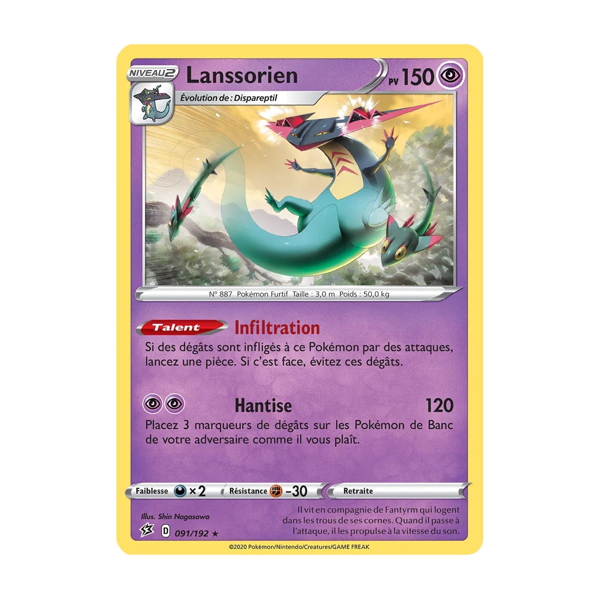 Lanssorien 091/192 : Joyau Holographique rare de l'extension Pokémon Épée et Bouclier Clash des Rebelles