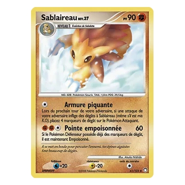 Sablaireau 61/123 : Joyau Peu commune (Brillante) de l'extension Pokémon Diamant & Perle Trésors Mystérieux