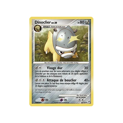 Dinoclier 63/123 : Joyau Peu commune (Brillante) de l'extension Pokémon Diamant & Perle Trésors Mystérieux