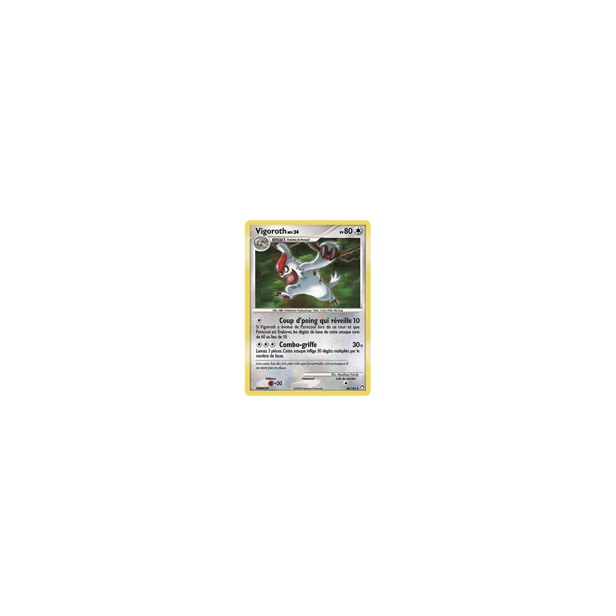 Carte Vigoroth - Peu commune (Brillante) de Pokémon Diamant & Perle Trésors Mystérieux 68/123