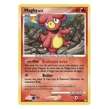 Découvrez Magby, carte Commune (Brillante) de la série Diamant & Perle Trésors Mystérieux