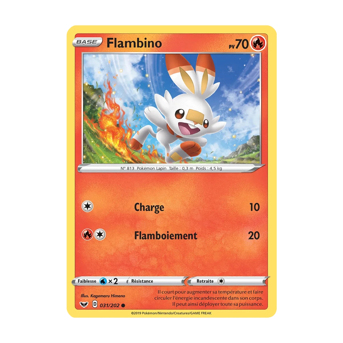 Carte Flambino - Commune (Brillante) de Pokémon Épée et Bouclier 031/202