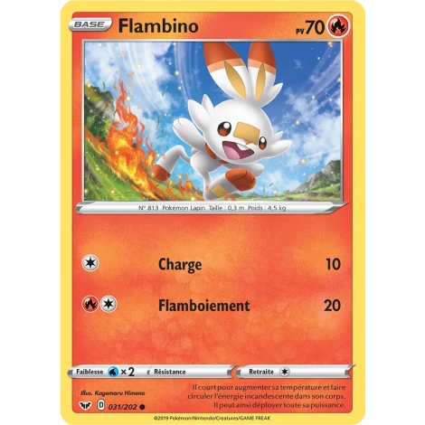 Carte Flambino - Commune (Brillante) de Pokémon Épée et Bouclier 031/202