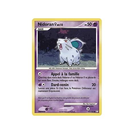 Carte Nidoran♀ - Commune (Brillante) de Pokémon Diamant & Perle Trésors Mystérieux 91/123