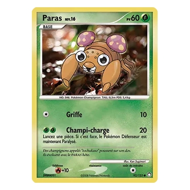 Découvrez Paras, carte Commune (Brillante) de la série Diamant & Perle Trésors Mystérieux