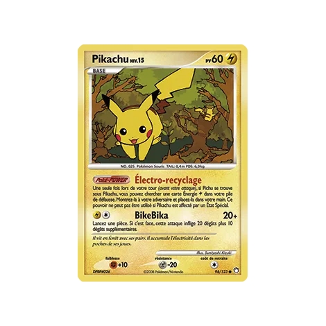 Découvrez Pikachu, carte Commune (Brillante) de la série Diamant & Perle Trésors Mystérieux