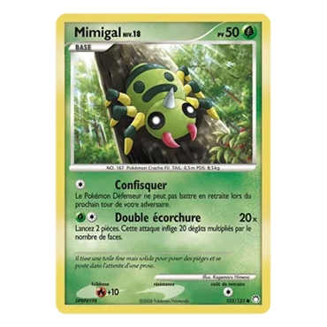 Découvrez Mimigal, carte Commune (Brillante) de la série Diamant & Perle Trésors Mystérieux