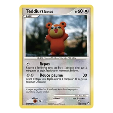 Carte Teddiursa - Commune (Brillante) de Pokémon Diamant & Perle Trésors Mystérieux 105/123