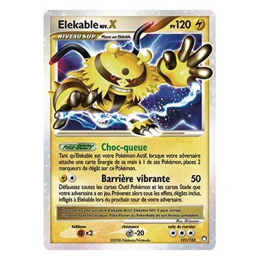 Elekable NIV.X 121/123 : Joyau Holographique rare NIV.X de l'extension Pokémon Diamant & Perle Trésors Mystérieux