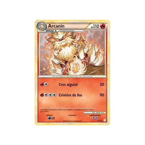 Carte Arcanin - Holographique rare de Pokémon HeartGold SoulSilver 1/123