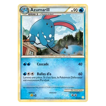 Carte Azumarill - Holographique rare de Pokémon HeartGold SoulSilver 2/123