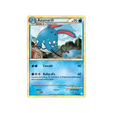 Carte Azumarill - Holographique rare de Pokémon HeartGold SoulSilver 2/123