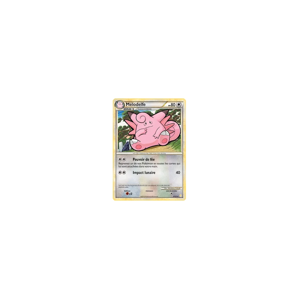 Carte Mélodelfe - Holographique rare de Pokémon HeartGold SoulSilver 3/123