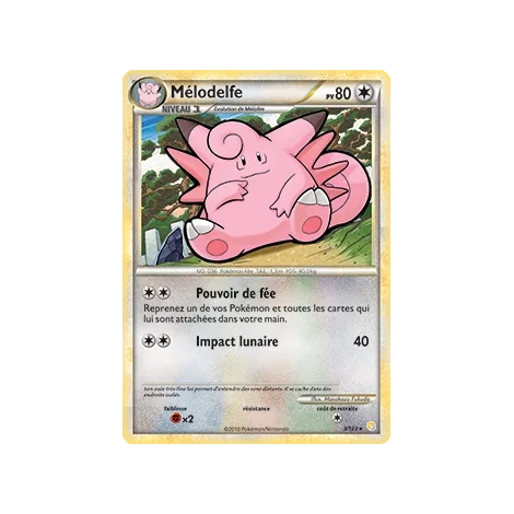 Carte Mélodelfe - Holographique rare de Pokémon HeartGold SoulSilver 3/123