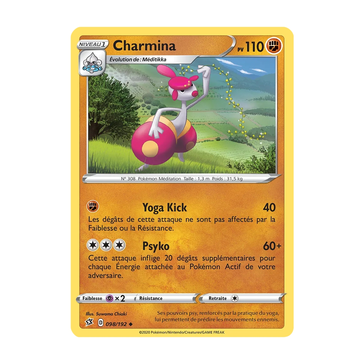 Charmina 098/192 : Joyau Peu commune (Brillante) de l'extension Pokémon Épée et Bouclier Clash des Rebelles