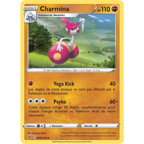 Charmina 098/192 : Joyau Peu commune (Brillante) de l'extension Pokémon Épée et Bouclier Clash des Rebelles