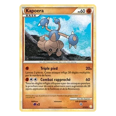 Découvrez Kapoera, carte Holographique rare de la série HeartGold SoulSilver