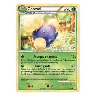 Carte Cotovol - Holographique rare de Pokémon HeartGold SoulSilver 6/123
