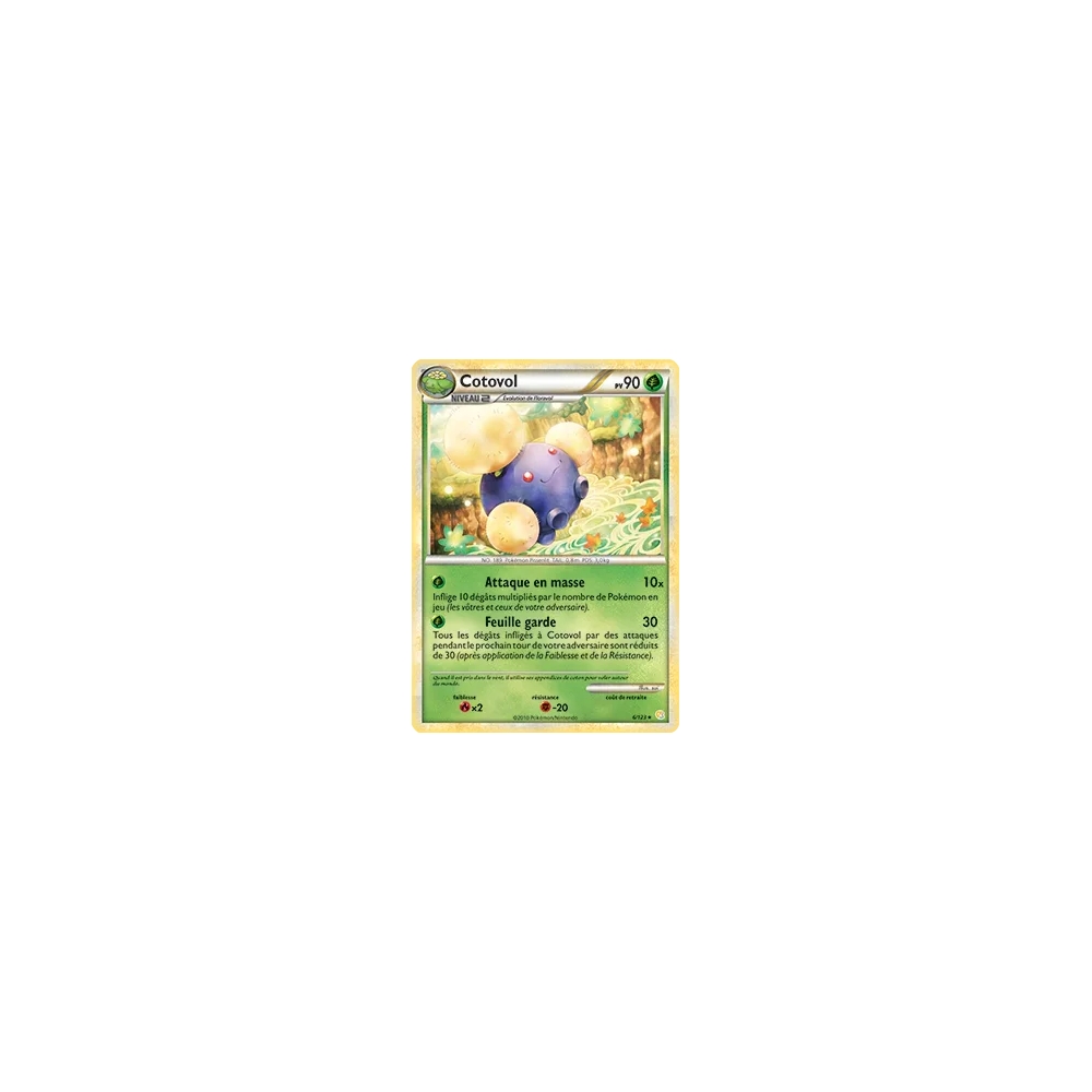 Carte Cotovol - Holographique rare de Pokémon HeartGold SoulSilver 6/123