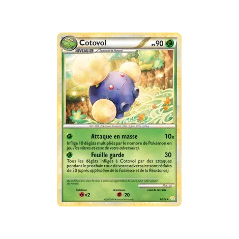 Carte Cotovol - Holographique rare de Pokémon HeartGold SoulSilver 6/123