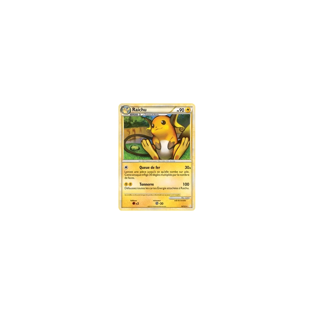 Découvrez Raichu, carte Holographique rare de la série HeartGold SoulSilver