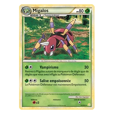 Découvrez Migalos, carte Rare (Brillante) de la série HeartGold SoulSilver