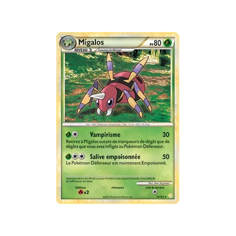 Découvrez Migalos, carte Rare (Brillante) de la série HeartGold SoulSilver