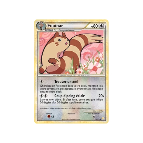 Fouinar 21/123 : Joyau Rare (Brillante) de l'extension Pokémon HeartGold SoulSilver