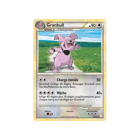 Granbull 22/123 : Joyau Rare (Brillante) de l'extension Pokémon HeartGold SoulSilver