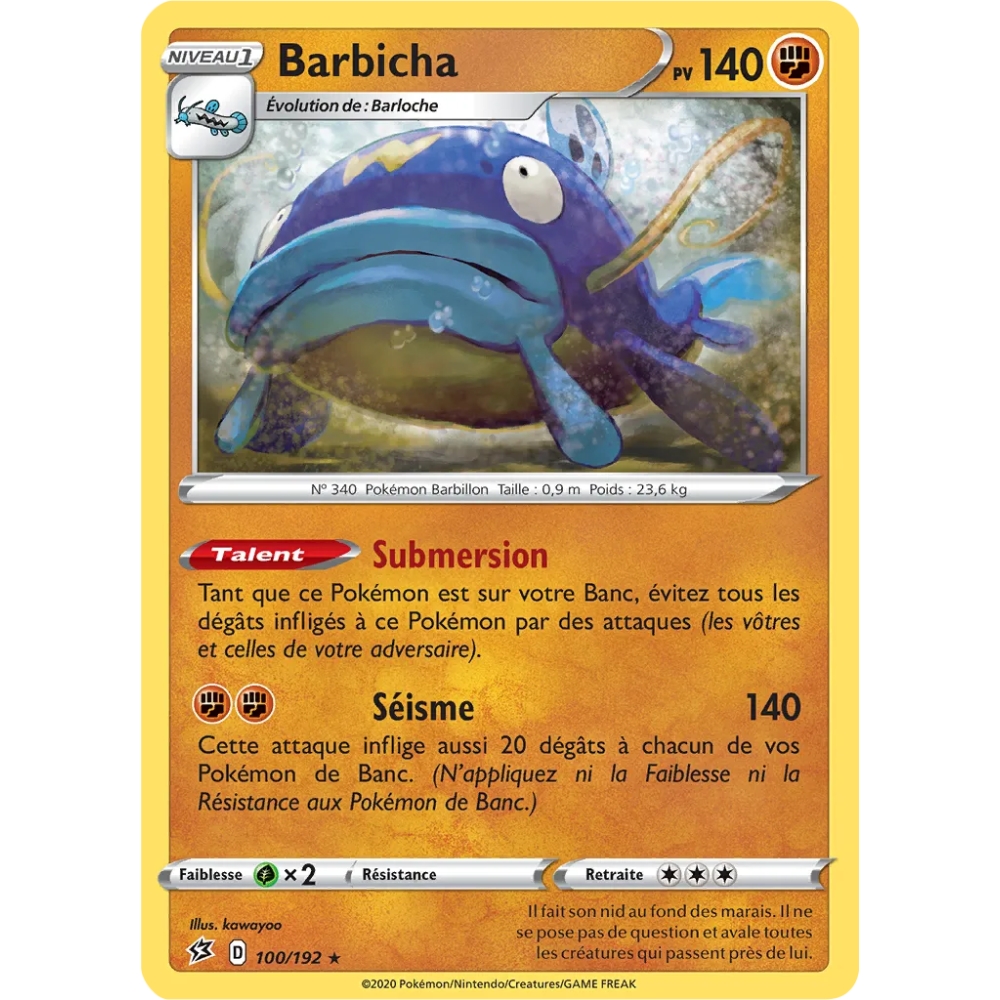 Barbicha 100/192 : Joyau Rare (Brillante) de l'extension Pokémon Épée et Bouclier Clash des Rebelles