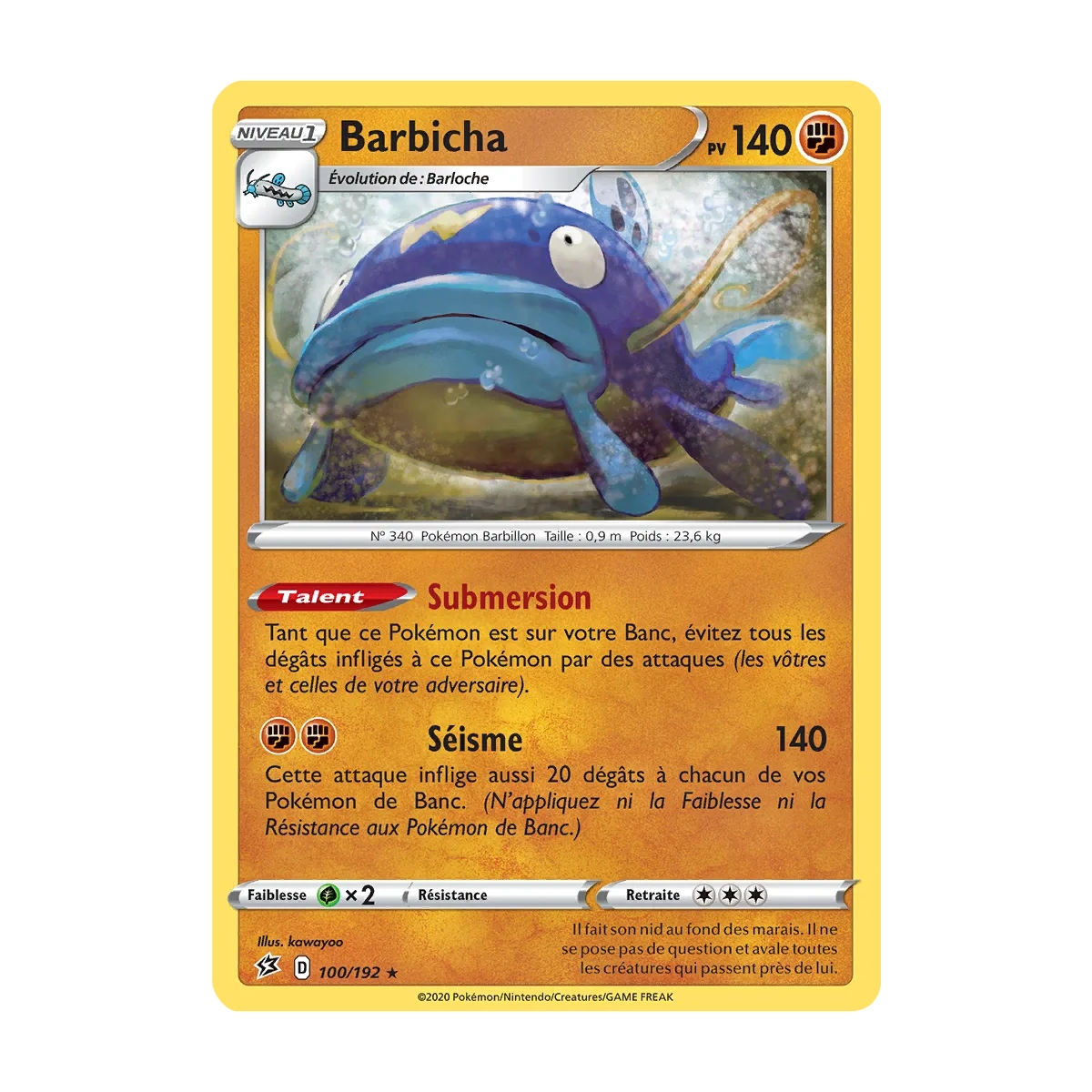 Barbicha 100/192 : Joyau Rare (Brillante) de l'extension Pokémon Épée et Bouclier Clash des Rebelles