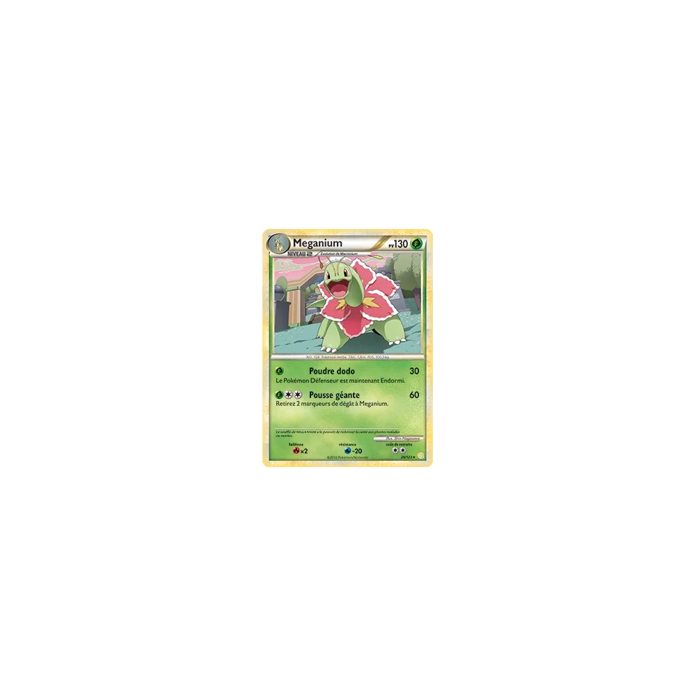 Découvrez Meganium, carte Rare (Brillante) de la série HeartGold SoulSilver