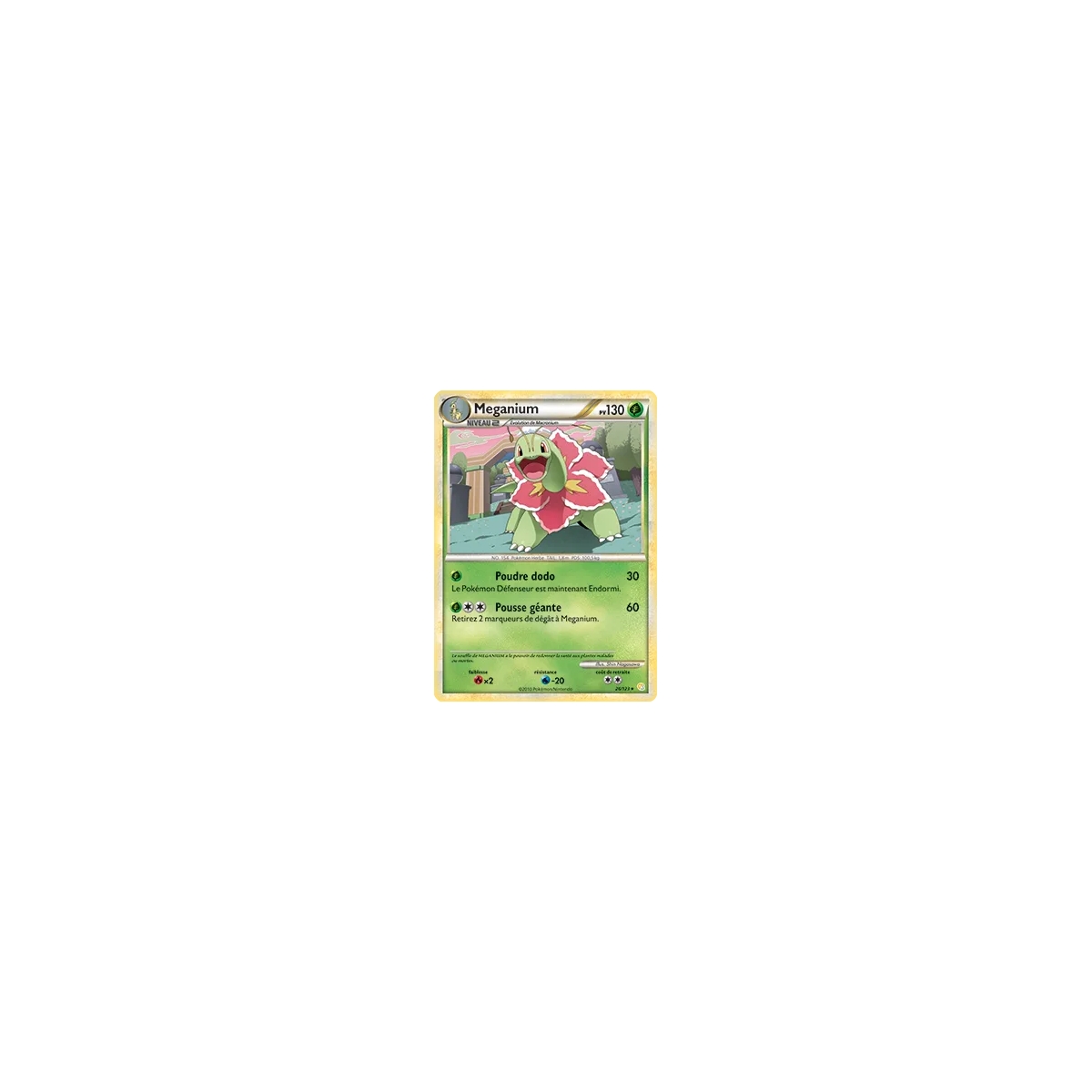 Découvrez Meganium, carte Rare (Brillante) de la série HeartGold SoulSilver