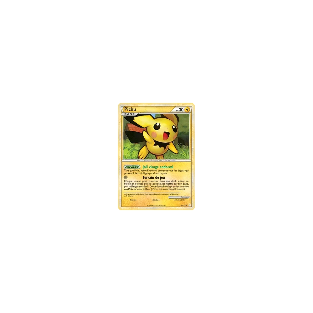 Carte Pichu - Rare (Brillante) de Pokémon HeartGold SoulSilver 28/123