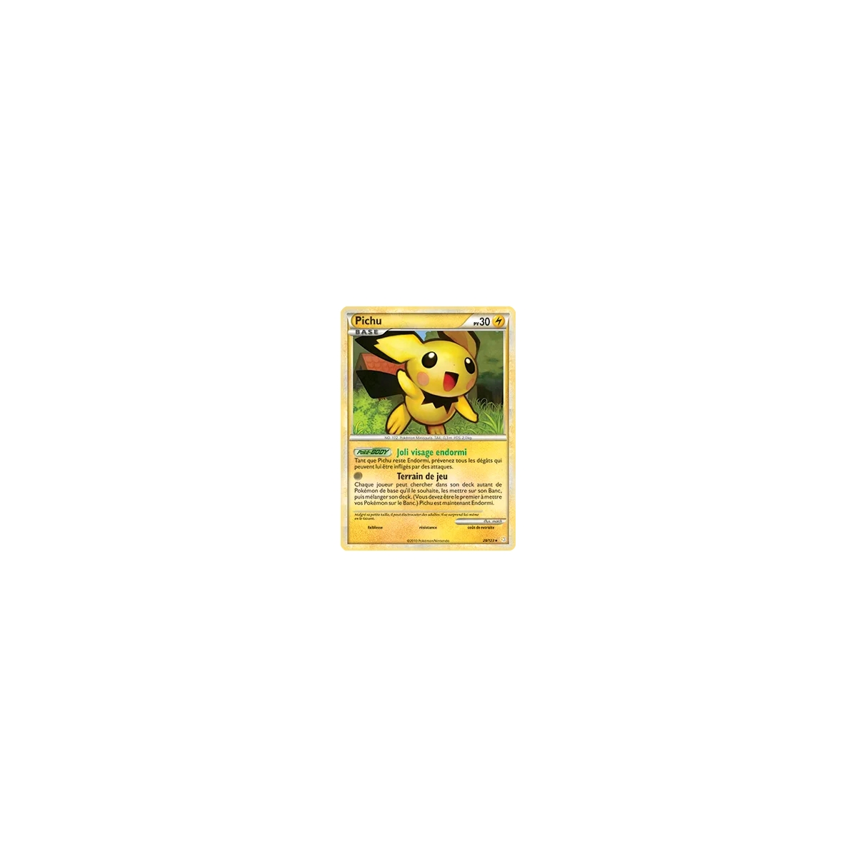 Carte Pichu - Rare (Brillante) de Pokémon HeartGold SoulSilver 28/123