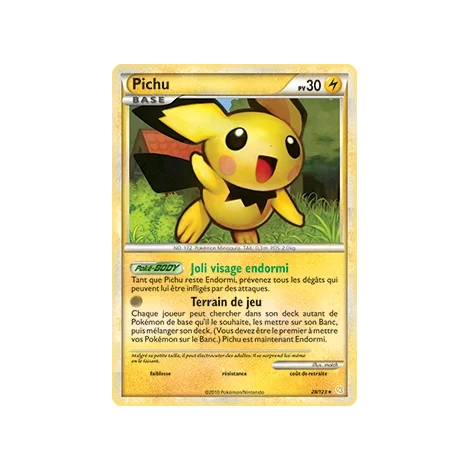 Carte Pichu - Rare (Brillante) de Pokémon HeartGold SoulSilver 28/123