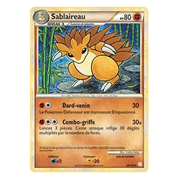 Découvrez Sablaireau, carte Rare (Brillante) de la série HeartGold SoulSilver