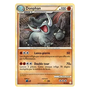 Découvrez Donphan, carte Peu commune (Brillante) de la série HeartGold SoulSilver