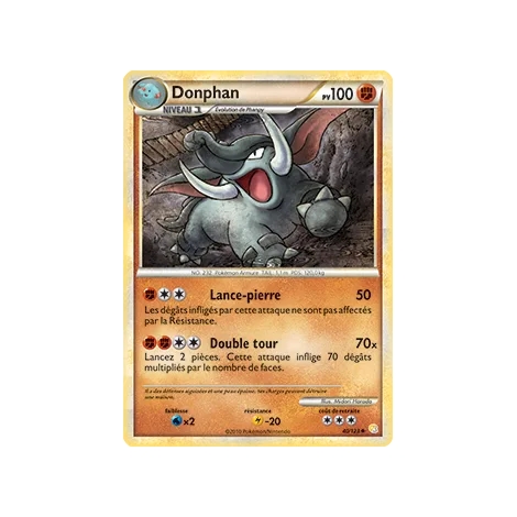 Découvrez Donphan, carte Peu commune (Brillante) de la série HeartGold SoulSilver